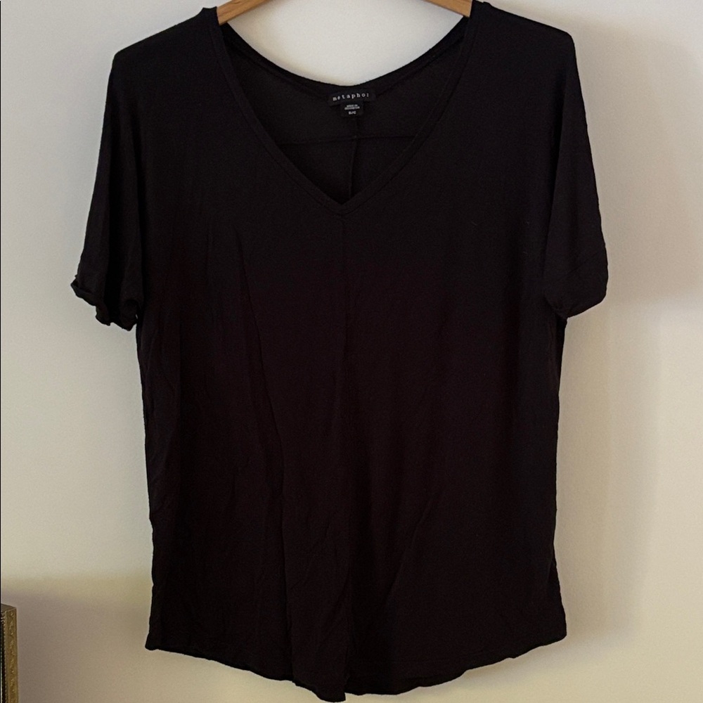 Metaphor Super Soft Black V-Neck Top T-Shirt Blouse Shirt Women’s Size S Small